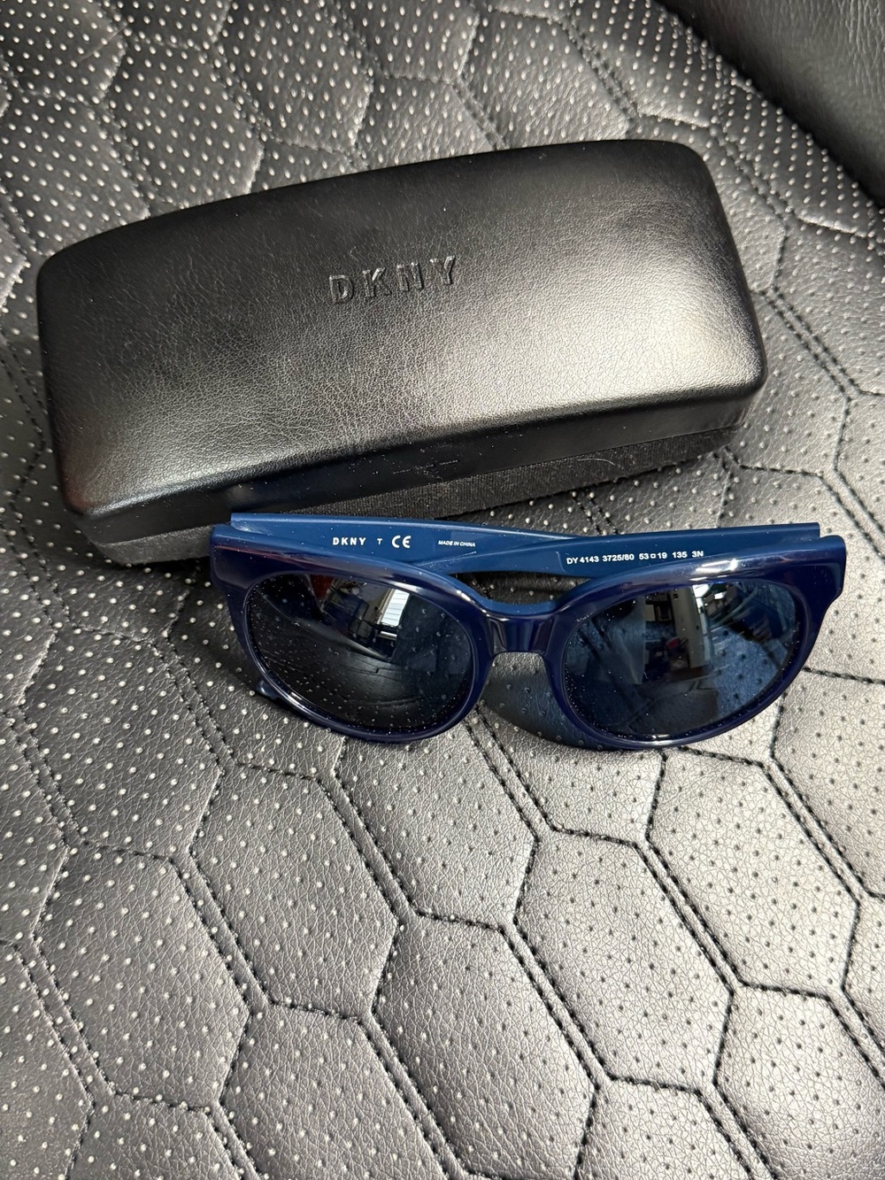 DKNY Navy Blue Round Frame Sunglasses with Case